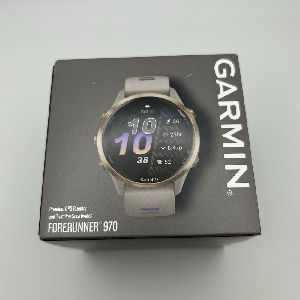 Garmin Forerunner 970 Running & Triathlon GPS Smartwatch, French Gray - Indigo